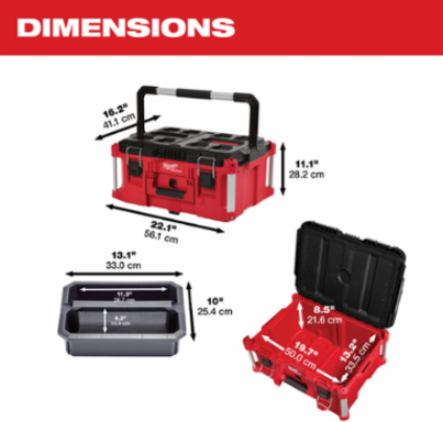 PACKOUT Large Tool Box, 11.3 Inch Height, 100 lbs Capacity, IP65 Rated