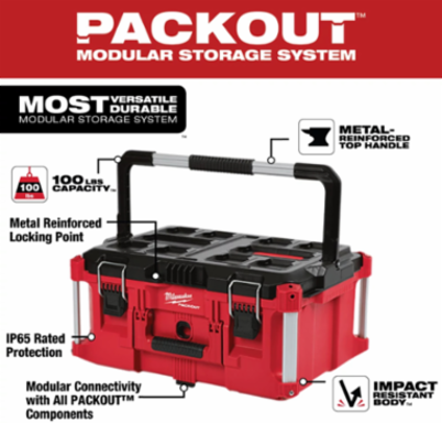 PACKOUT Large Tool Box, 11.3 Inch Height, 100 lbs Capacity, IP65 Rated