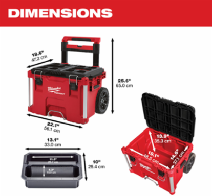 PACKOUT Rolling Tool Box, 250 lbs Capacity, 18.9 Inch Height, Red