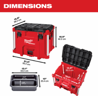 PACKOUT™ XL Tool Box, 22 Inch Width, 17 Inch Height, 100 lb Capacity