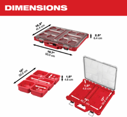 PACKOUT Low-Profile Organizer with 10 Removable Bins, IP65 Weather Seal