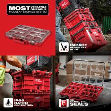 PACKOUT Low-Profile Organizer with 10 Removable Bins, IP65 Weather Seal