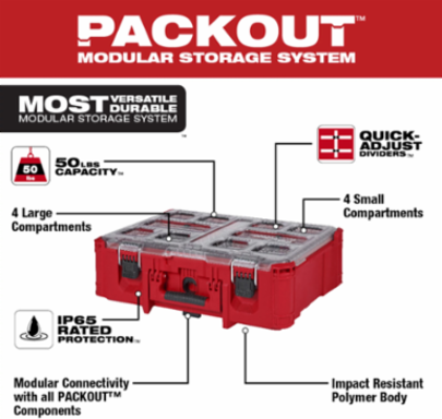 PACKOUT™ Deep Organizer - 50lb Capacity, IP65 Protection, 7 Inch Height