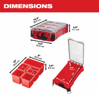 PACKOUT™ Compact Organizer, 5 Trays, 15.24 Inch Width, IP65 Rated Weather Seal