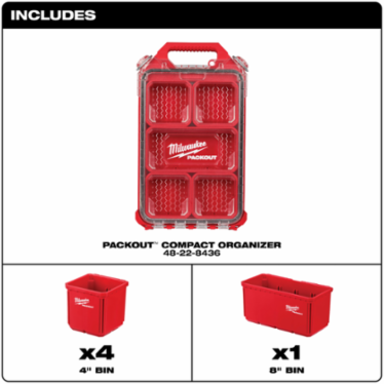 PACKOUT Compact Low-Profile Organizer with 5 Removable Bins, 16.38 Inch Depth, 2.52 Inch Height