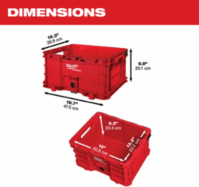 PACKOUT™ Crate 18.6 Inch x 15.4 Inch x 9.9 Inch, 50 lbs Capacity, Red