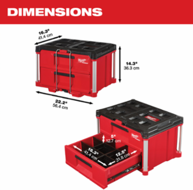 PACKOUT 2-Drawer Tool Box, 50lbs Capacity, 14.3 Inch Height, Plastic Construction