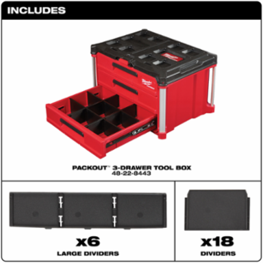 PACKOUT 3-Drawer Tool Box, 50lbs Capacity, 14.3 Inch Height, Impact Resistant