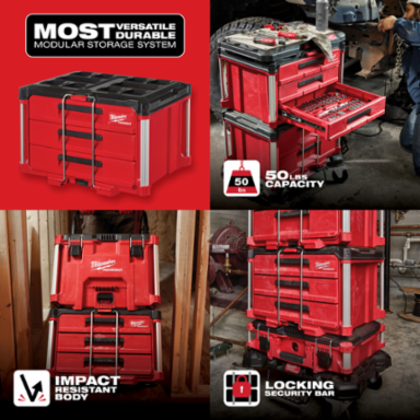PACKOUT 3-Drawer Tool Box, 50lbs Capacity, 14.3 Inch Height, Impact Resistant