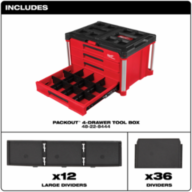 PACKOUT 4-Drawer Tool Box, 50lbs Capacity, 16.3 Inch Depth