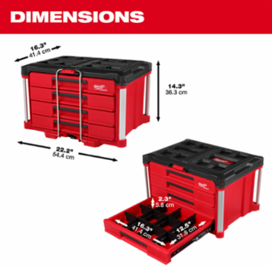 PACKOUT 4-Drawer Tool Box, 50lbs Capacity, 16.3 Inch Depth