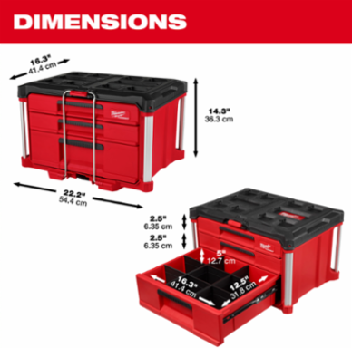 PACKOUT™ Multi-Depth Tool Box, 3 Drawers, 50 lbs Capacity, 22.2 Inch Width, Impact Resistant