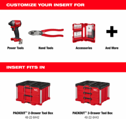 Customizable Foam Insert for PACKOUT™ Tool Boxes 16.3 Inch x 4.8 Inch x 12.5 Inch