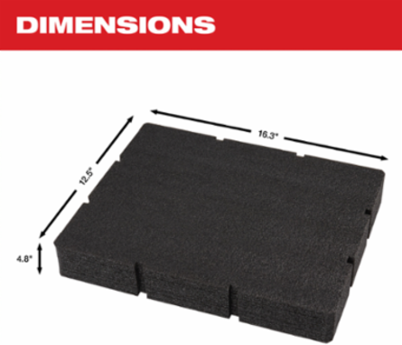 Customizable Foam Insert for PACKOUT™ Tool Boxes 16.3 Inch x 4.8 Inch x 12.5 Inch