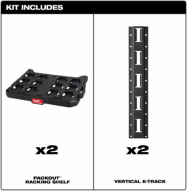 PACKOUT™ Racking Kit, 22.3 Inch Width, 50lbs Shelf Capacity, Includes E-Track