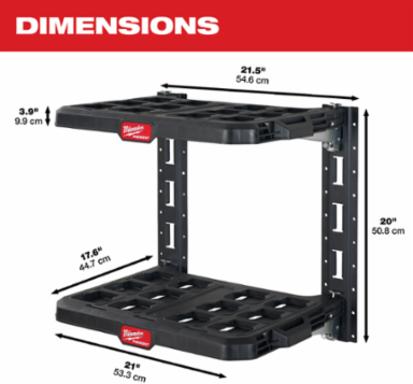 PACKOUT™ Racking Kit, 22.3 Inch Width, 50lbs Shelf Capacity, Includes E-Track