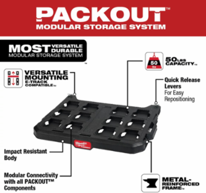 PACKOUT™ Racking Shelf, 50lb Capacity, 22.3 Inch Width, E-Track Compatible