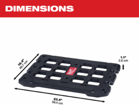 PACKOUT™ Mounting Plate, Impact Resistant Polymer, 50 lbs Wall Capacity, 100 lbs Floor Capacity, 18.4 Inch Width, 23.4 Inch Length