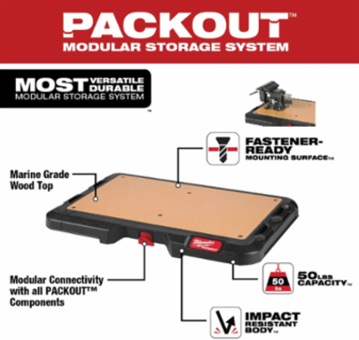 PACKOUT™ Customizable Work Top 50lbs Capacity, 1/2 Inch Thick, 23.9 Inch Wide
