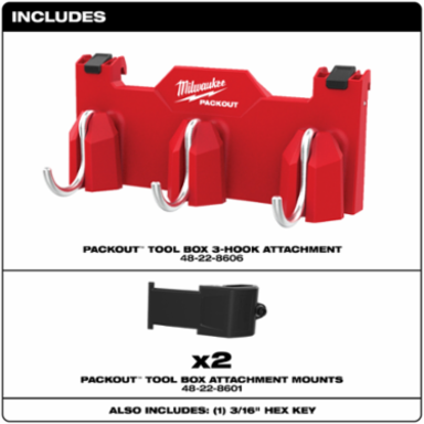 PACKOUT™ Tool Box 3-Hook Attachment