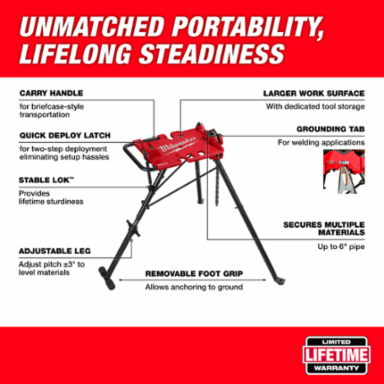 6 Inch Leveling Tripod Chain Vise, Up to 6 Inch Pipe Capacity, Adjustable Legs