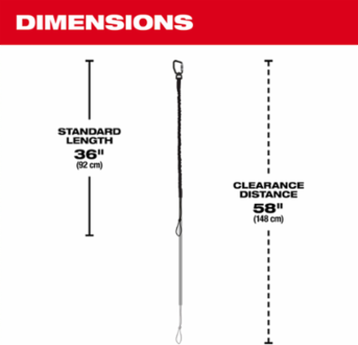 15 Lb Locking Tool Lanyard, 36.3 Inch Length, Shock Absorbing Design