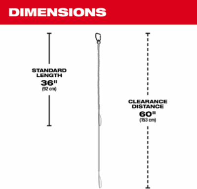 35 Lb. Locking Tool Lanyard, 40 Inch Length, Shock Absorbing Design
