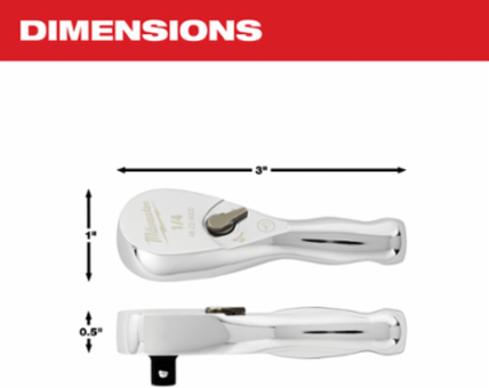 1/4 Inch Drive 3 Inch Ratchet, Chrome Vanadium Steel, 90 Tooth Count, Lifetime Guarantee