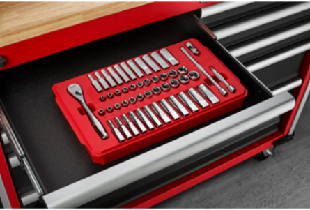 1/4 Inch Drive 50 Piece Ratchet & Socket Set with Slim Profile and 90-Tooth Design