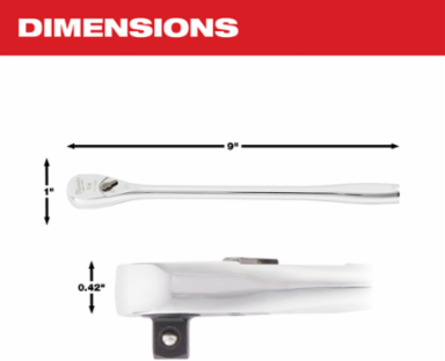 1/4 Inch Drive 9 Inch Ratchet, Chrome Vanadium Steel, 90 Tooth Design