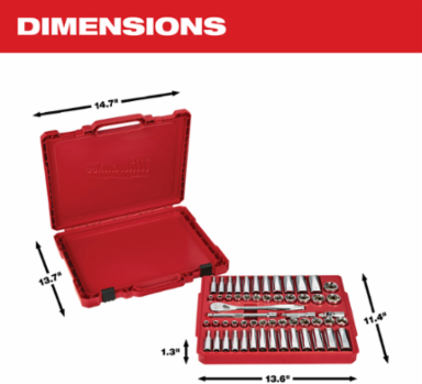 3/8 Inch Drive 56-Piece Ratchet & Socket Set - SAE & Metric, Alloy Steel