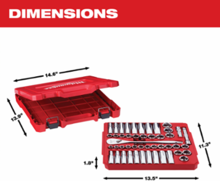 47-Piece 1/2 Inch Socket Wrench Set, Alloy Steel, 90-Tooth Ratchet