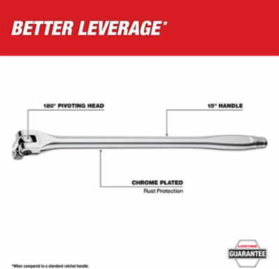 1/2 Inch Drive Breaker Bar, 15 Inch Length, Alloy Steel Construction