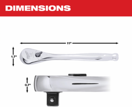 1/2 Inch Drive Ratchet, 90-Tooth, 4 Arc Swing, Alloy Steel