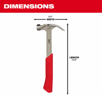 16oz Smooth Face Hybrid Claw Hammer, I-Beam Handle, SHOCKSHIELD™ Grip
