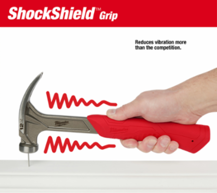 12oz Smooth Face Hybrid Claw Hammer, I-Beam Handle, Vibration Reducing Grip
