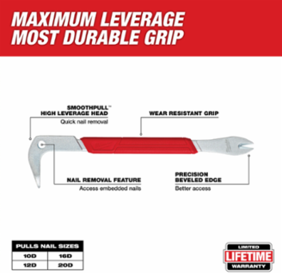 12 Inch Nail Puller with SMOOTHPULLTM Head and Forged Steel Construction
