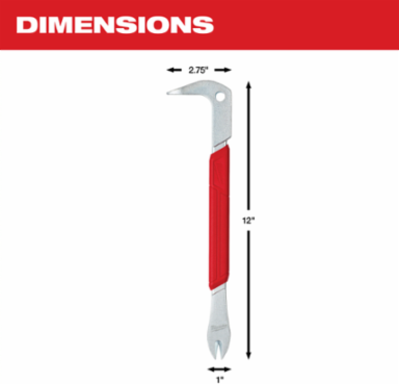 12 Inch Nail Puller with SMOOTHPULLTM Head and Forged Steel Construction