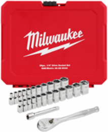 25pc 1/4 Inch Drive Ratchet & Socket Set, Chrome Vanadium Steel, 90 Tooth