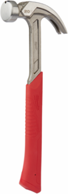20 oz Curved Claw Hammer, Smooth Face, 1.5 Inch Face Diameter, ShockShield Grip