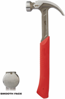 20 oz Curved Claw Hammer, Smooth Face, 1.5 Inch Face Diameter, ShockShield Grip