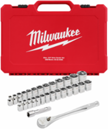 29pc 3/8 Inch Drive Ratchet & Socket Set, Chrome Vanadium Steel, Portable Case