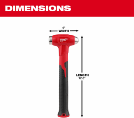 16oz Dead Blow Ball Peen Hammer with 13 Inch Handle, Forged Steel Head