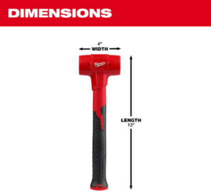 28oz Dead Blow Hammer with 13 Inch Handle, Steel Shot, Anti-Slip Grip