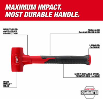 28oz Dead Blow Hammer with 13 Inch Handle, Steel Shot, Anti-Slip Grip