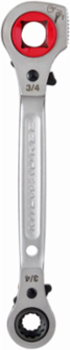 Lineman's 5-in-1 Ratcheting Wrench, 11.25 Inch Length, Forged Steel, Socket Sizes: 3/4, 1, 1-1/8 Inch