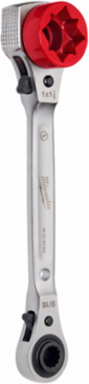 Lineman's 5-in-1 Ratcheting Wrench, 11.25 Inch Length, Forged Steel, Socket Sizes: 3/4, 1, 1-1/8 Inch