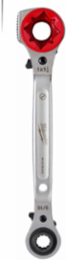 Lineman's 5-in-1 Ratcheting Wrench, 11.25 Inch Length, Forged Steel, Socket Sizes: 3/4, 1, 1-1/8 Inch