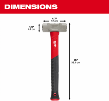 2.5lb Fiberglass Engineer Hammer, 15 Inch Handle, Smooth Face