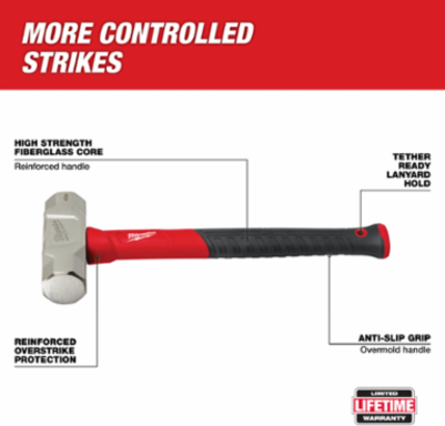 4lb Fiberglass Engineer Hammer with Forged Steel Head, 15 Inch Handle